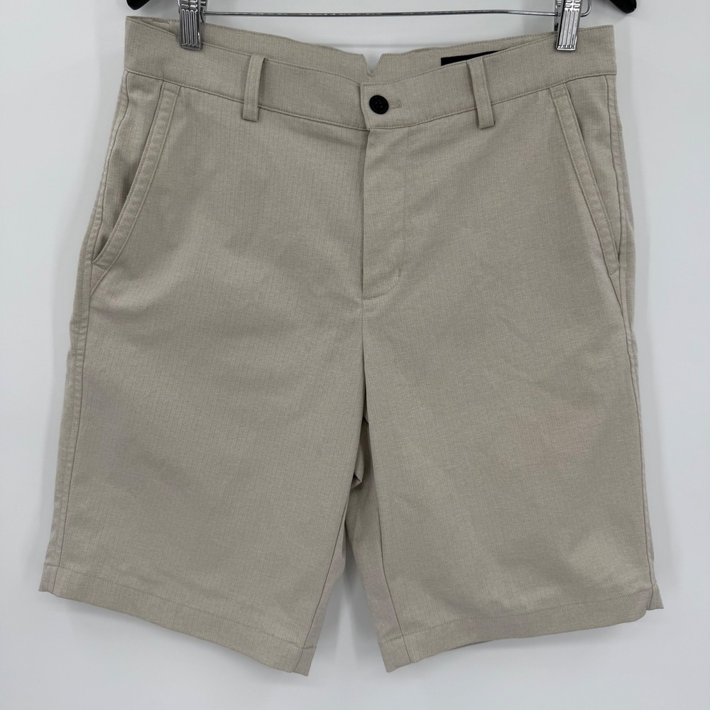 Dunning Golf Everbest Mens Shorts 32 Tan Khaki Performance Flat Front DN801273